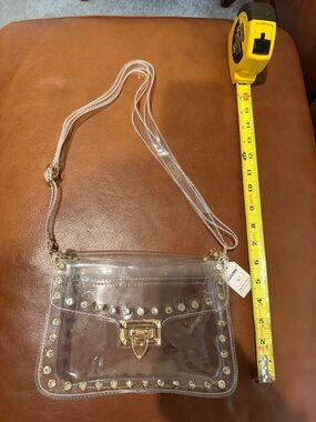 Coromay Clear Studded Crossbody Bag with Gold Hardware